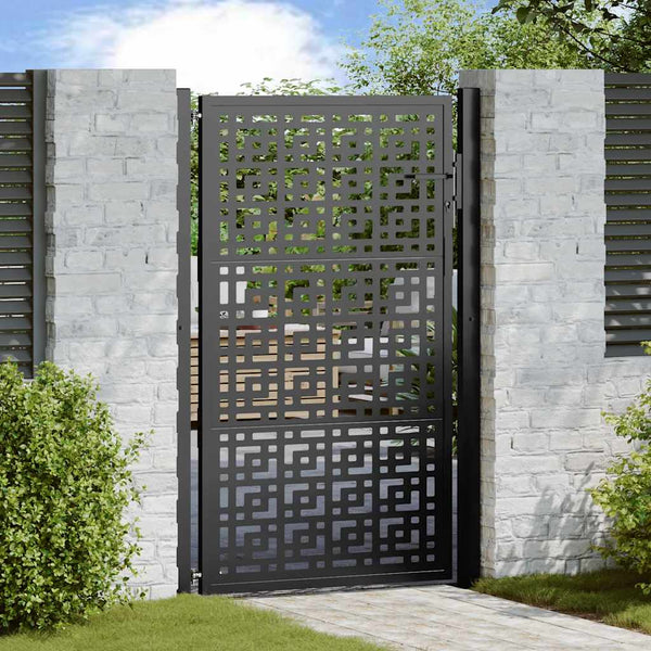 Schwarzes Gartentor 100x150 cm Stahl Kreuz-Design