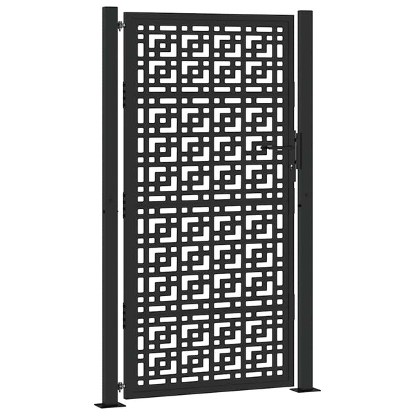Schwarzes Gartentor 100x175 cm Stahl Kreuz-Design