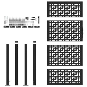 Schwarzes Gartentor 100x175 cm Stahl Kreuz-Design