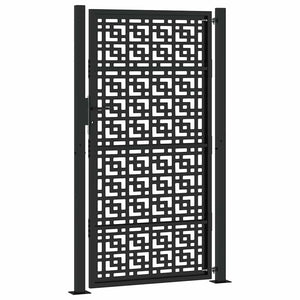 Schwarzes Gartentor 100x175 cm Stahl Kreuz-Design