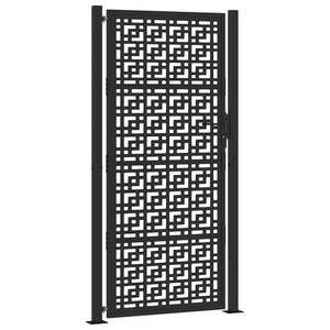 Schwarzes Gartentor 100x200 cm Stahl Kreuz-Design