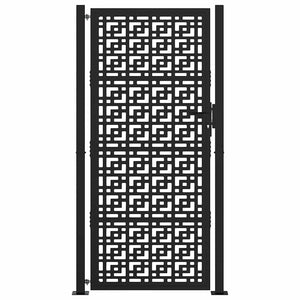 Schwarzes Gartentor 100x200 cm Stahl Kreuz-Design