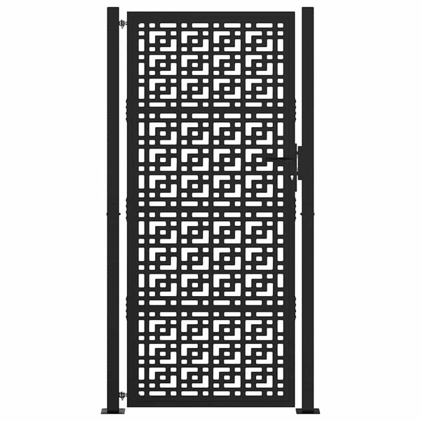 Schwarzes Gartentor 100x200 cm Stahl Kreuz-Design
