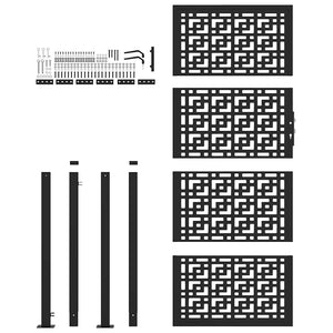 Schwarzes Gartentor 100x200 cm Stahl Kreuz-Design