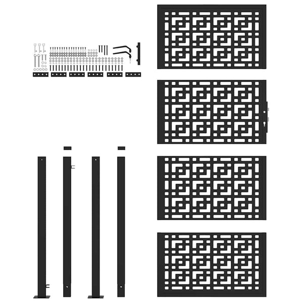 Schwarzes Gartentor 100x200 cm Stahl Kreuz-Design