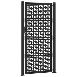 Schwarzes Gartentor 100x200 cm Stahl Kreuz-Design