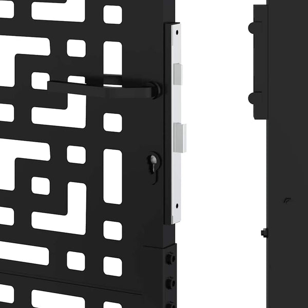 Schwarzes Gartentor 100x200 cm Stahl Kreuz-Design