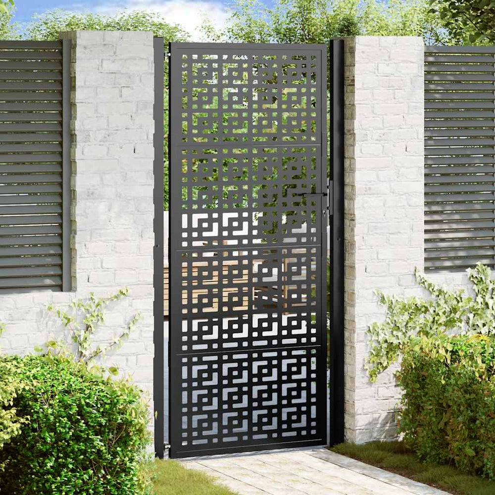 Schwarzes Gartentor 100x200 cm Stahl Kreuz-Design