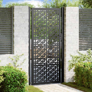 Schwarzes Gartentor 100x200 cm Stahl Kreuz-Design