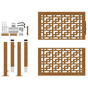Gartentor 100x100 cm Verwitterungsstahl Kreuzdesign