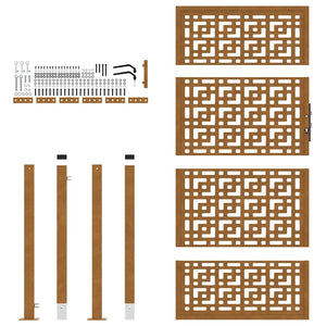 Gartentor 100x175 cm Verwitterungsstahl Kreuzdesign