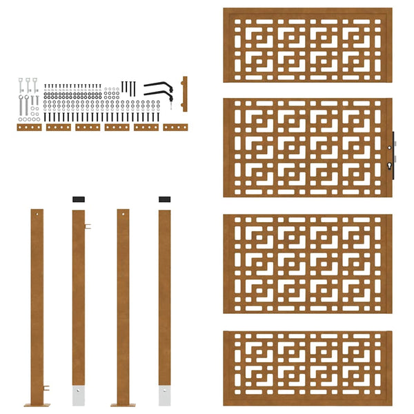 Gartentor 100x175 cm Verwitterungsstahl Kreuzdesign