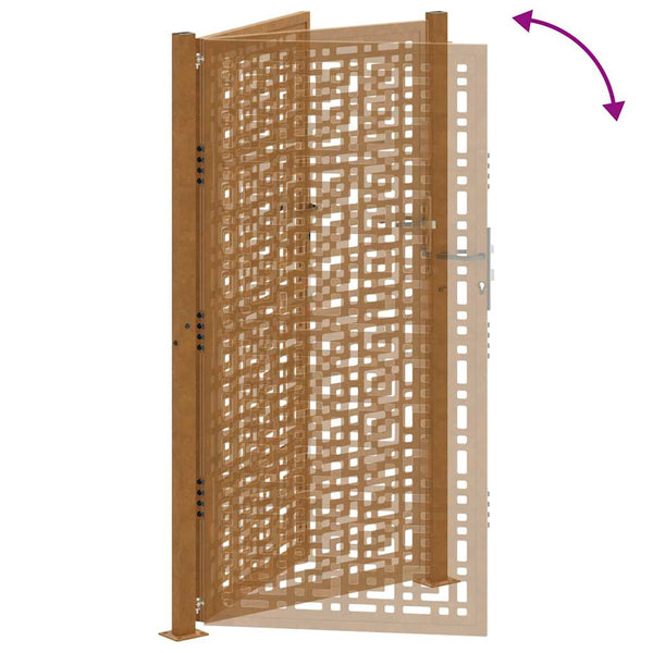 Gartentor 100x175 cm Verwitterungsstahl Kreuzdesign