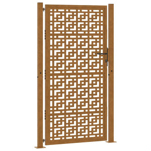 Gartentor 100x200 cm, Verwitterungsstahl, Kreuzdesign
