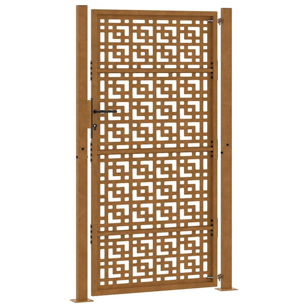 Gartentor 100x200 cm, Verwitterungsstahl, Kreuzdesign