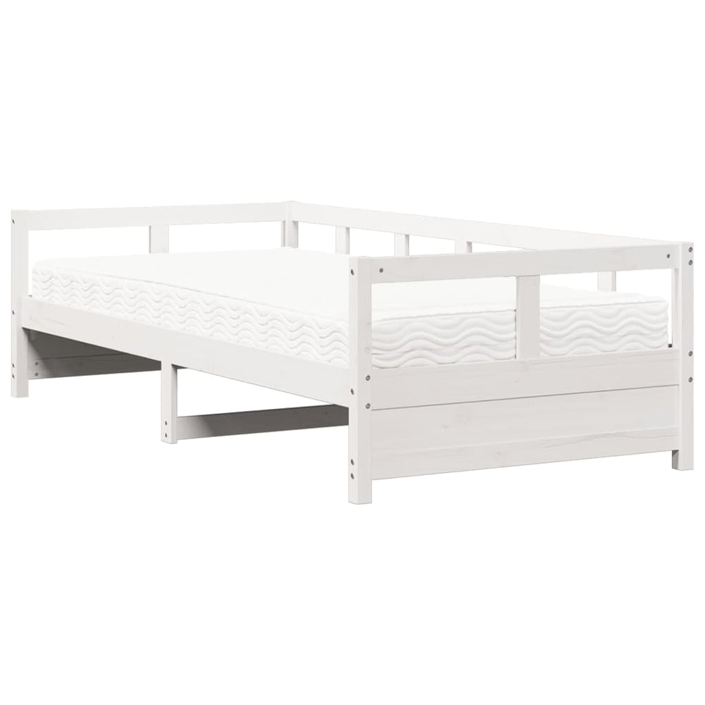 vidaXL Day Bed with Mattress White 80x200 cm Solid Pine Wood