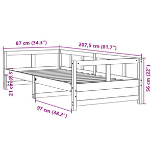 Tagesbett mit Matratze Kiefer Massivholz 80x200 cm