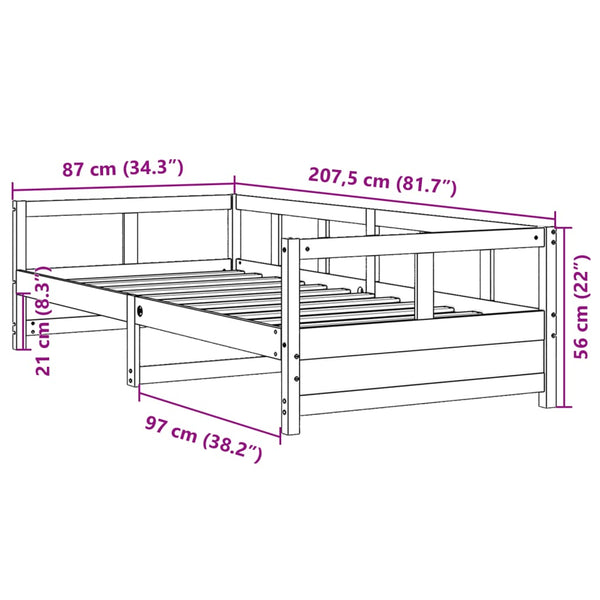 Tagesbett mit Matratze Kiefer Massivholz 80x200 cm