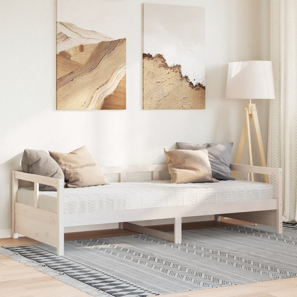 vidaXL Day Bed with Mattress White 80x200 cm Solid Pine Wood