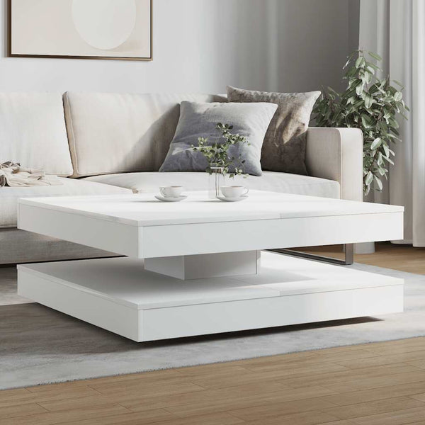 Drehbarer Couchtisch Weiß 90x90 cm