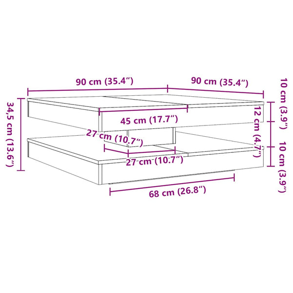 Drehbarer Couchtisch Betongrau 90x90 cm