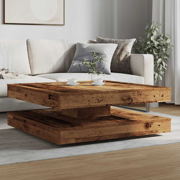Drehbarer Couchtisch Altholz-Optik 90x90 cm