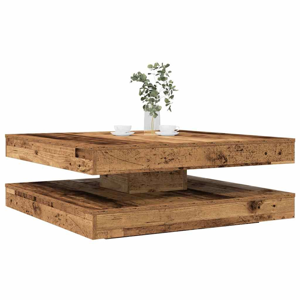 Drehbarer Couchtisch Altholz-Optik 90x90 cm