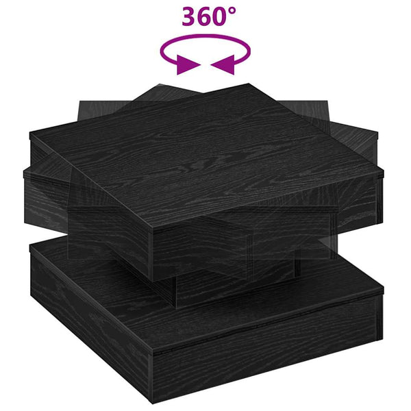 Drehbarer Couchtisch Schwarz 50x50 cm