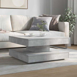 vidaXL Table basse pivotante à 360 degrés gris béton 70x70x34,5 cm