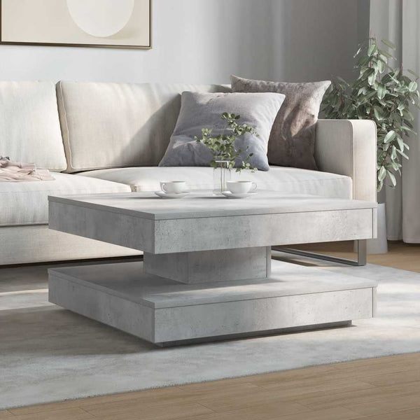 vidaXL Table basse pivotante à 360 degrés gris béton 70x70x34,5 cm