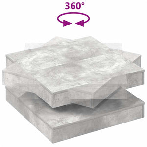 vidaXL Table basse pivotante à 360 degrés gris béton 70x70x34,5 cm