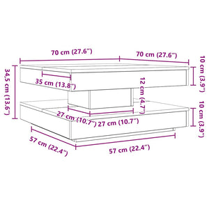 vidaXL Table basse pivotante à 360 degrés gris béton 70x70x34,5 cm