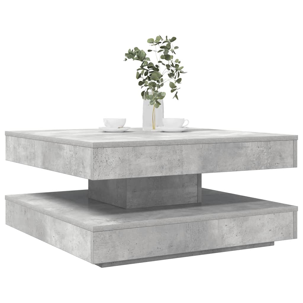 vidaXL Table basse pivotante à 360 degrés gris béton 70x70x34,5 cm