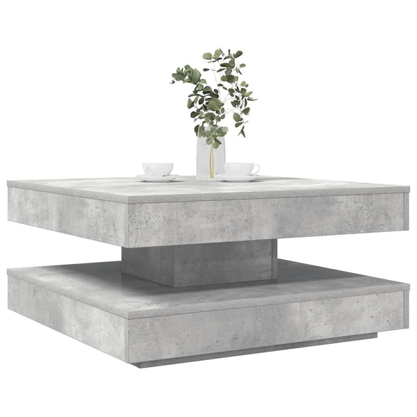 vidaXL Table basse pivotante à 360 degrés gris béton 70x70x34,5 cm
