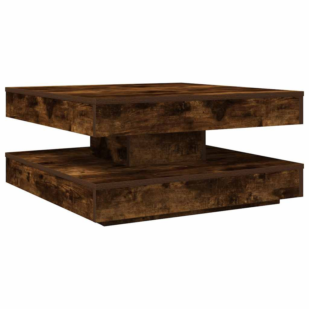 vidaXL Coffee Table 360-Degree Swivel Smoked Oak 70x70x34.5 cm
