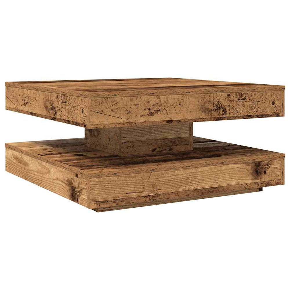 Drehbarer Couchtisch Altholz-Optik 70x70 cm