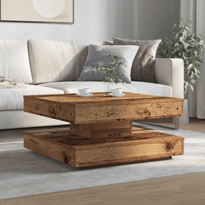 Drehbarer Couchtisch Altholz-Optik 70x70 cm