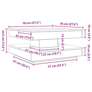 Drehbarer Couchtisch Altholz-Optik 70x70 cm