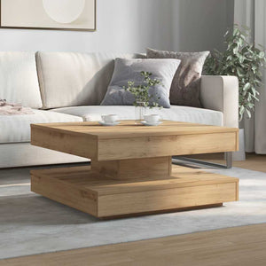 Table basse vidaXL pivotante à 360 degrés Chêne artisan 70x70x34,5 cm
