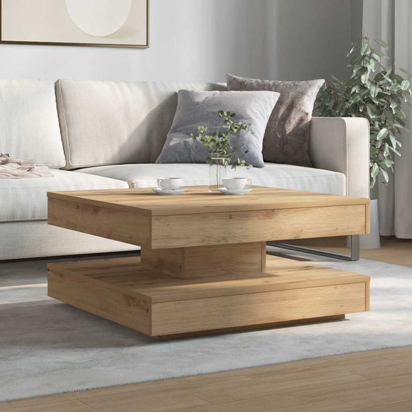 Table basse vidaXL pivotante à 360 degrés Chêne artisan 70x70x34,5 cm