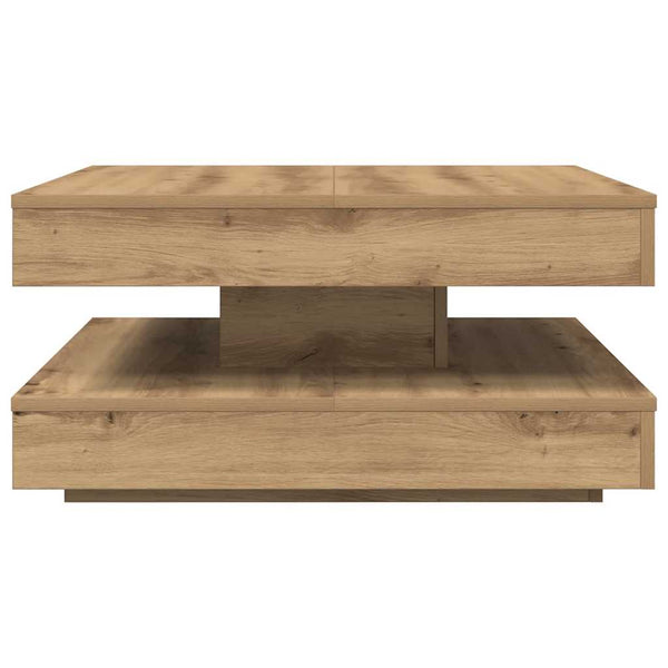 Table basse vidaXL pivotante à 360 degrés Chêne artisan 70x70x34,5 cm