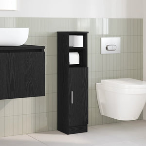 Badezimmerschrank Schwarz mit Rollenhalter