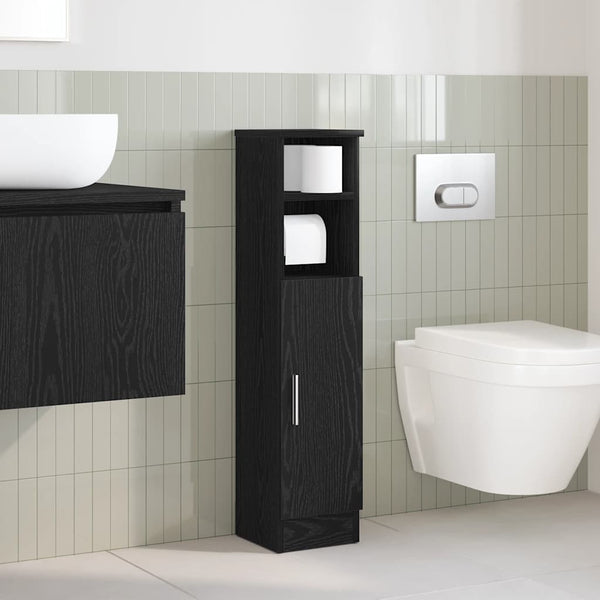 Badezimmerschrank Schwarz mit Rollenhalter