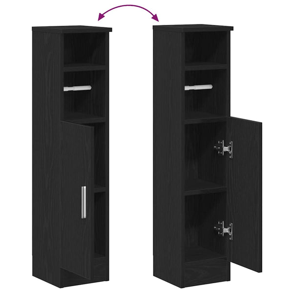 Badezimmerschrank Schwarz mit Rollenhalter