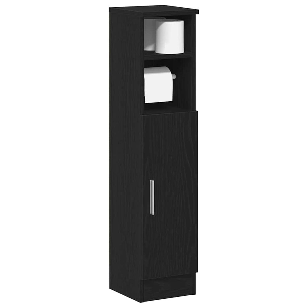 Badezimmerschrank Schwarz mit Rollenhalter