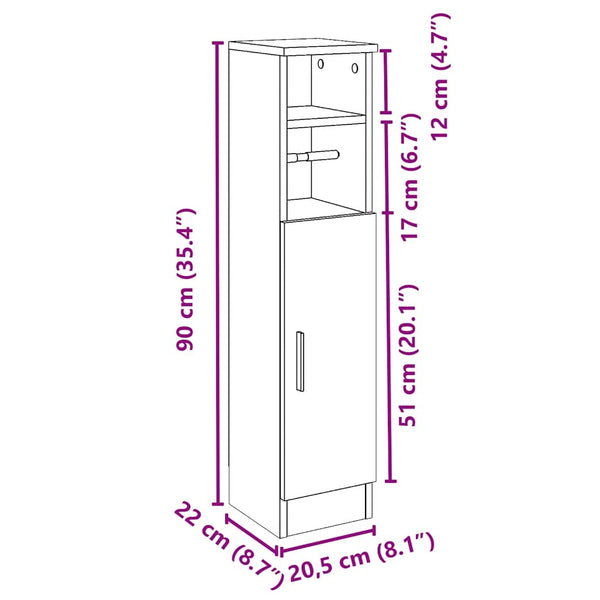 Badezimmerschrank Sonoma Eiche mit Rollenhalter