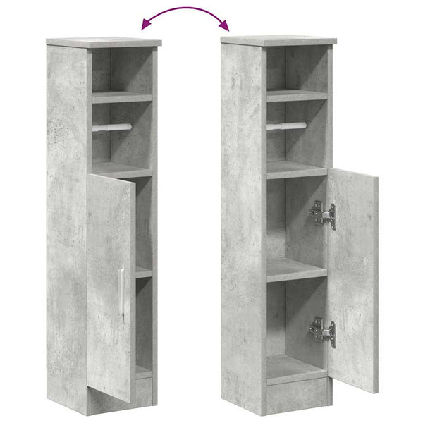 vidaXL Meuble de salle de bain avec porte-rouleau gris béton 20,5x22x90 cm
