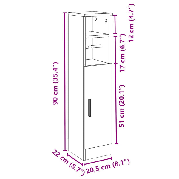 Badezimmerschrank Räuchereiche mit Rollenhalter