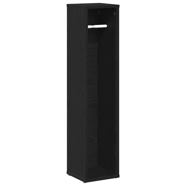 Schwarzer Badezimmerschrank mit Rollenhalter