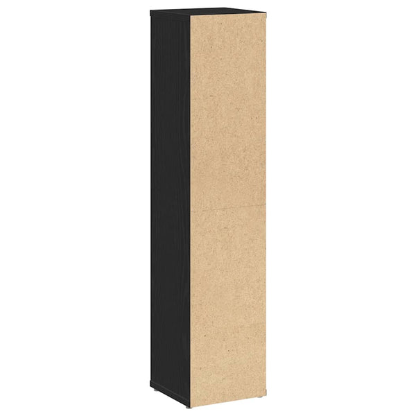 Schwarzer Badezimmerschrank mit Rollenhalter
